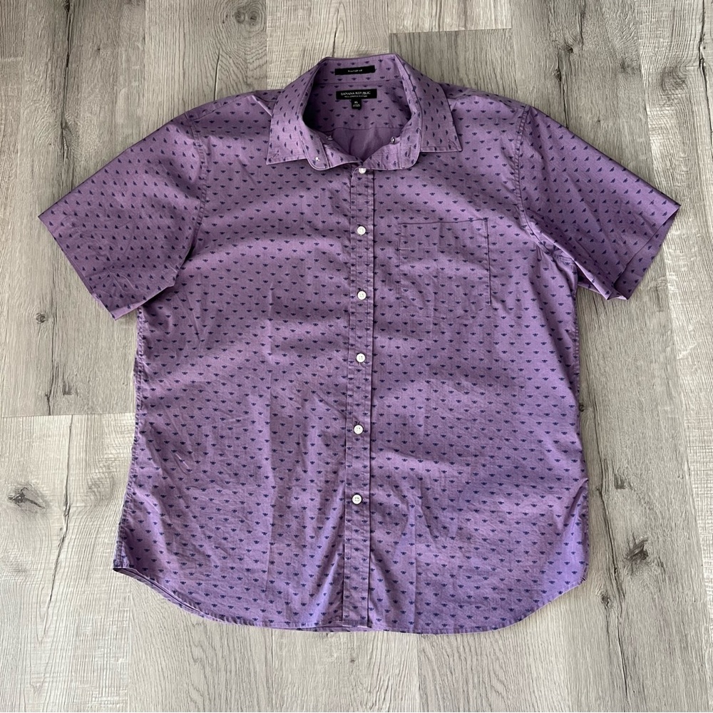 Banana Republic Casual Button Down Dress Shirt - Mens - purple